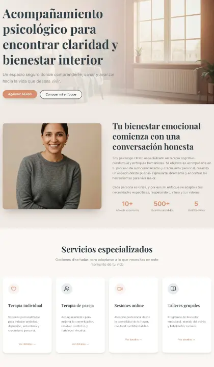 Diseño web para psicologa profesional